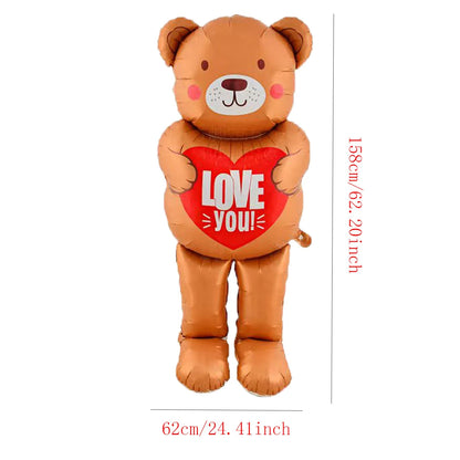 Large Kiss Me Love Heart Foil Balloon Stand