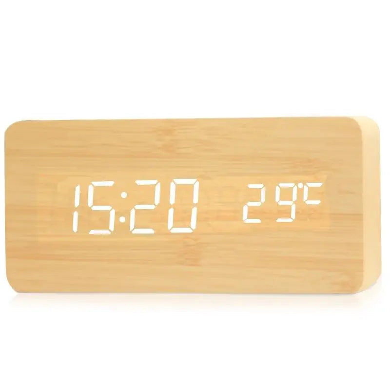 Glomexia Wooden LED Alarm Clock 🌿