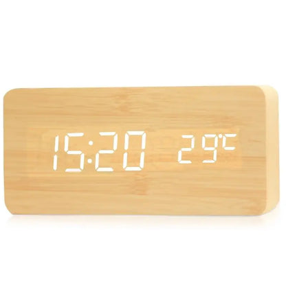 Glomexia Wooden LED Alarm Clock 🌿