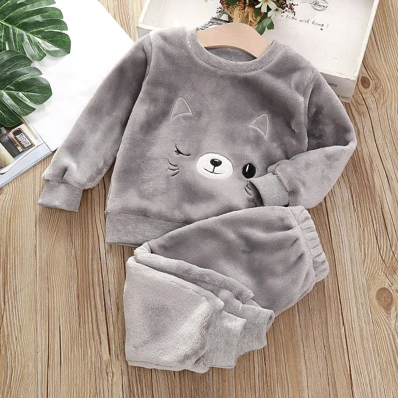 Premium Kids Bear Winter Pajama Set (2-Piece)