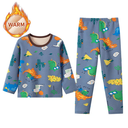 🧸 Kids Winter Print Pajama Set – Soft Full Sleeve Sleepwear