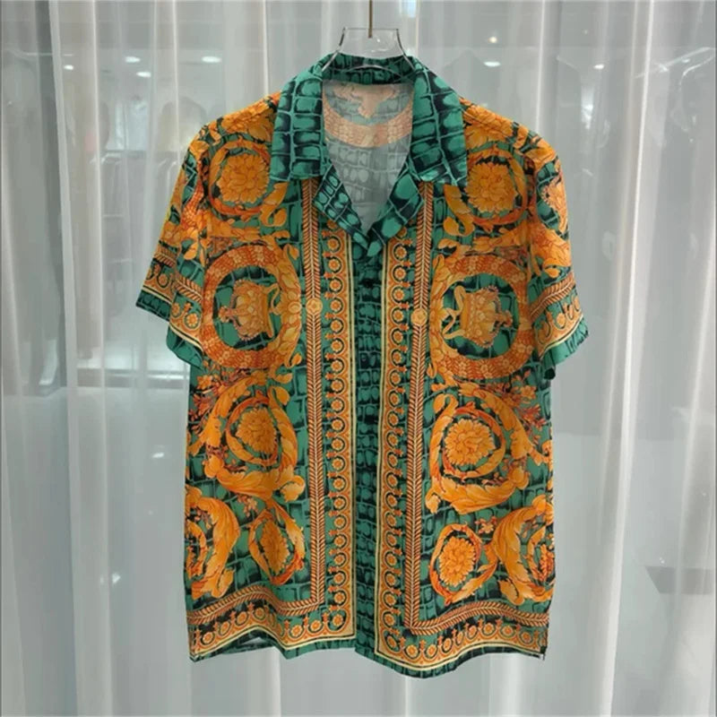 Premium Light Luxury Printed Shirt – Casual Short Sleeve