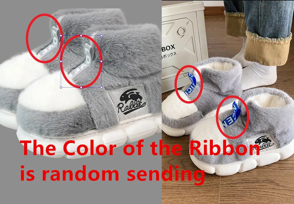 🧸 Winter Plush Home Slippers – Platform Warm Indoor Snow Shoes