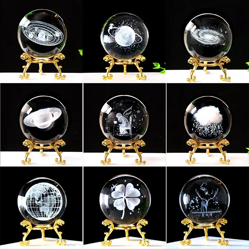 3D Solar System Crystal Ball with Stand