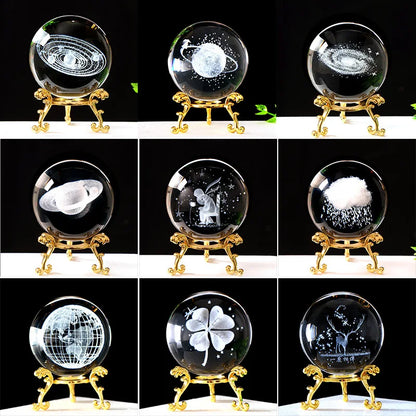 3D Solar System Crystal Ball with Stand