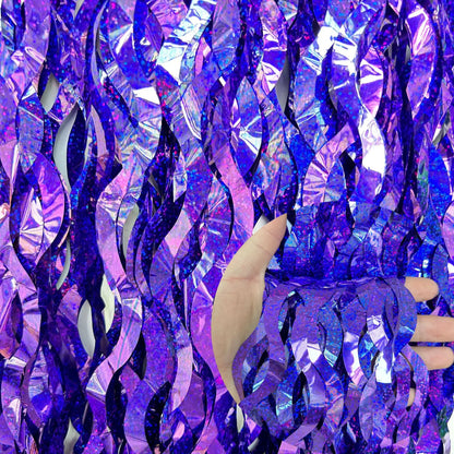 Metallic Tinsel Foil Fringe Curtain with Star