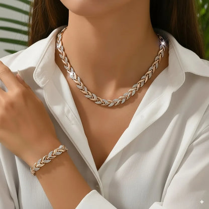 Premium Rhinestone Fish Tail Necklace Set – Elegant Jewelry
