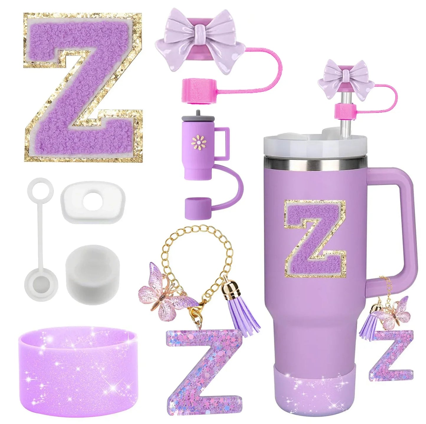 🥤 ✨ Glomexia 8-Piece Tumbler Accessories Set (Purple)