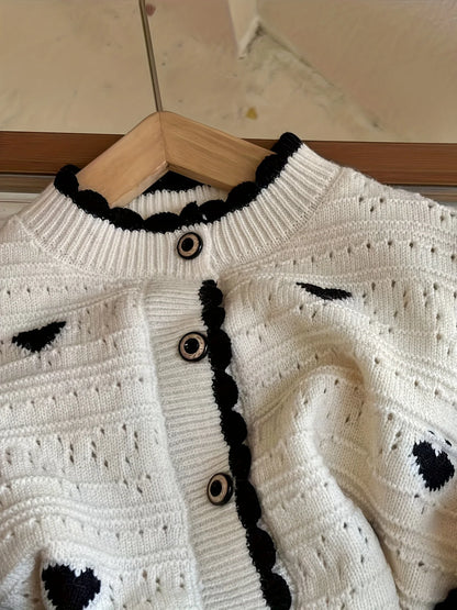 Girls Heart Knit Cardigan – Autumn Style
