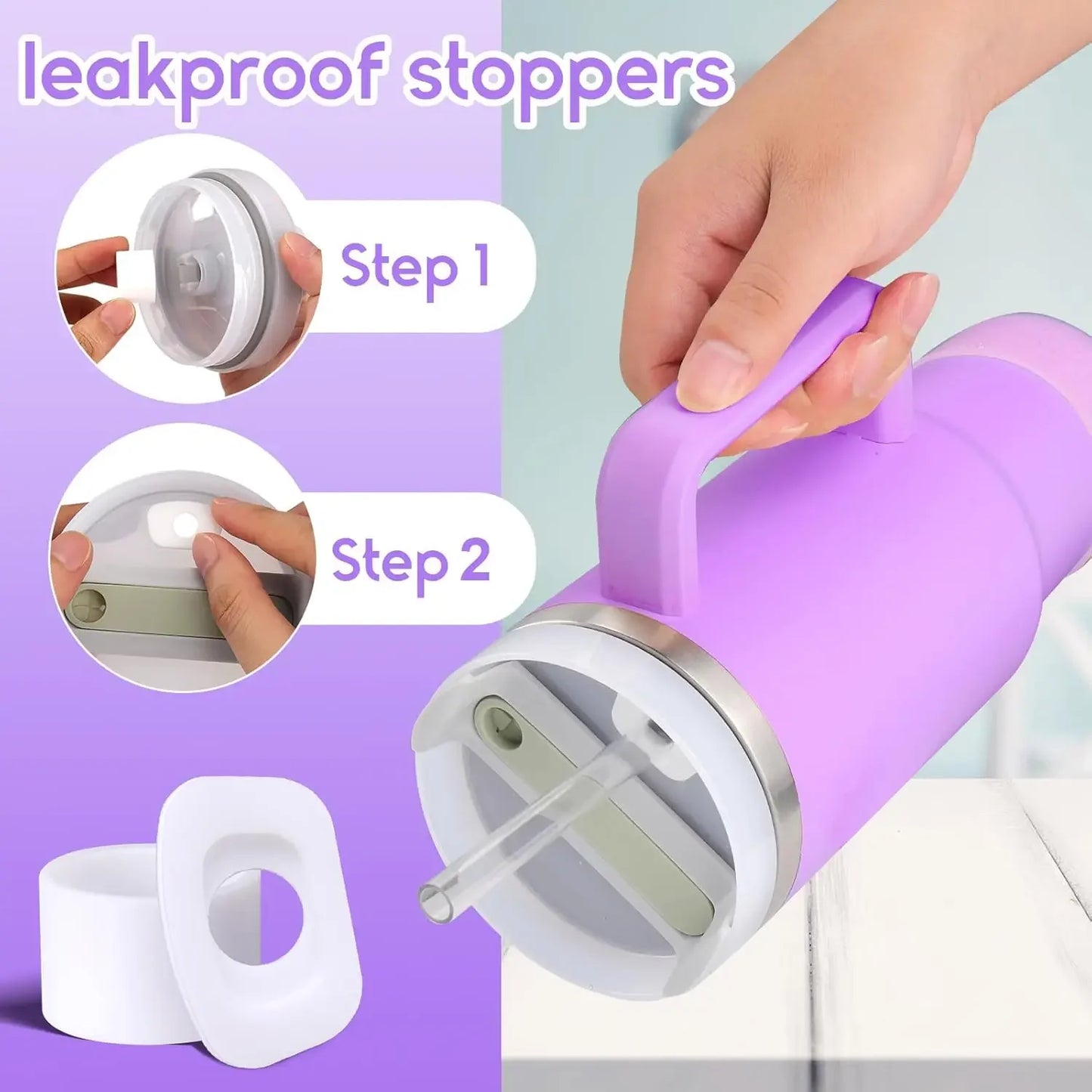 🥤 ✨ Glomexia 8-Piece Tumbler Accessories Set (Purple)