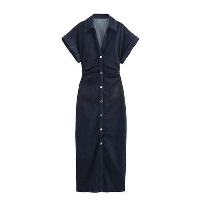 Glomexia Women’s Denim Midi Dress 💙 Casual Streetwear Summer Fashion 👗