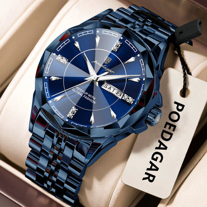 Men’s Luxury Stainless Steel Watch – Date & Week Display