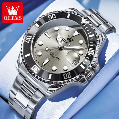 Luxury Stainless Steel Men’s Watch – Quartz Waterproof Wristwatch