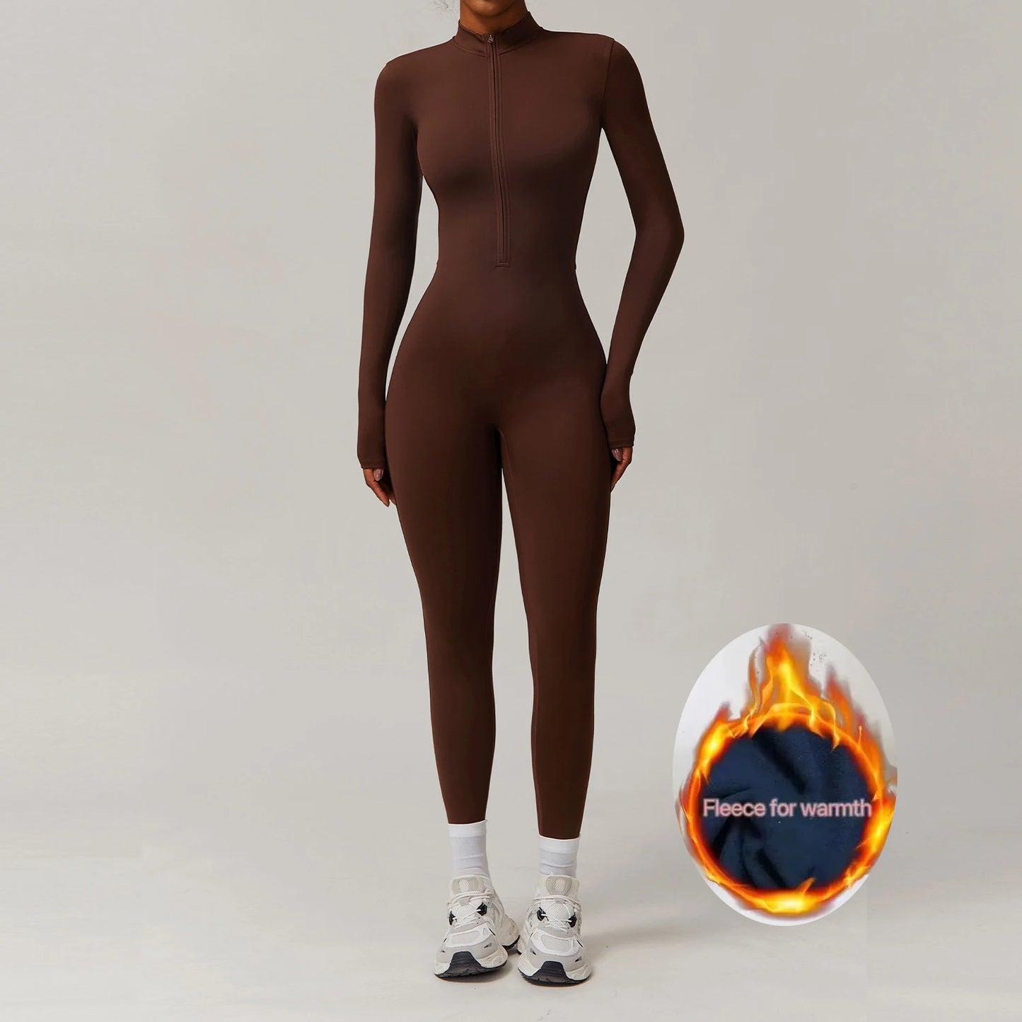🧘‍♀️ Women’s Winter Yoga Jumpsuit – Long Sleeve High-Elastic Bodysuit