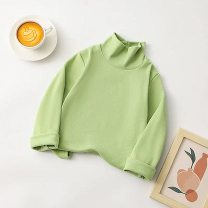Glomexia Kids Cozy Cartoon Turtleneck Tee – Unisex Long Sleeve