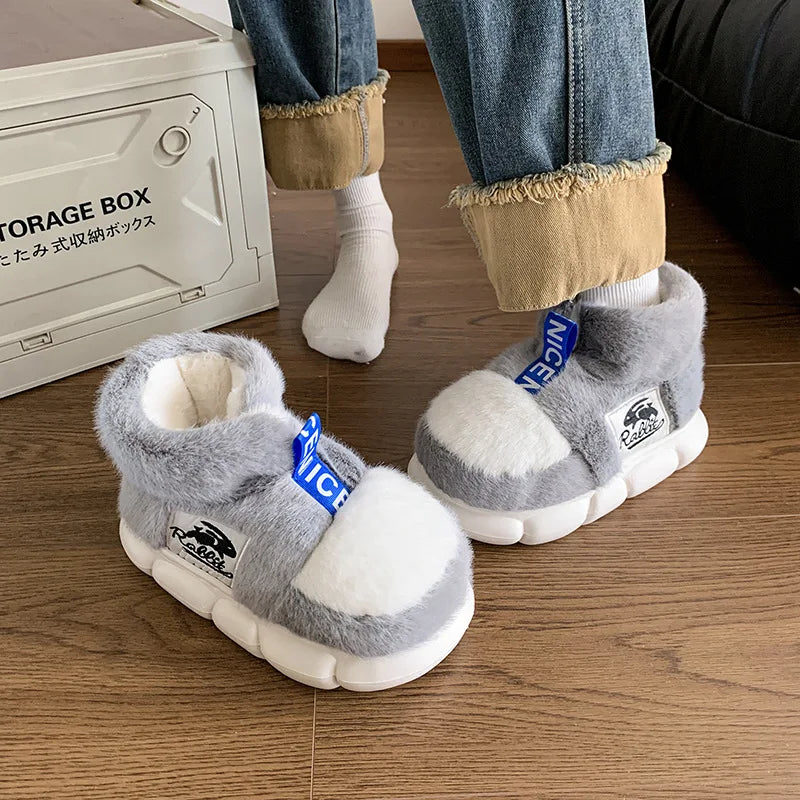 🧸 Winter Plush Home Slippers – Platform Warm Indoor Snow Shoes