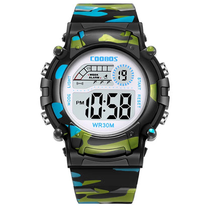⌚ Camouflage Digital LED Watch for Kids 🟢🕒