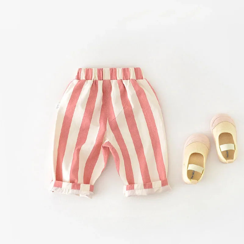 Premium Kids Striped Cotton Pants – Casual Loose Fit Trousers
