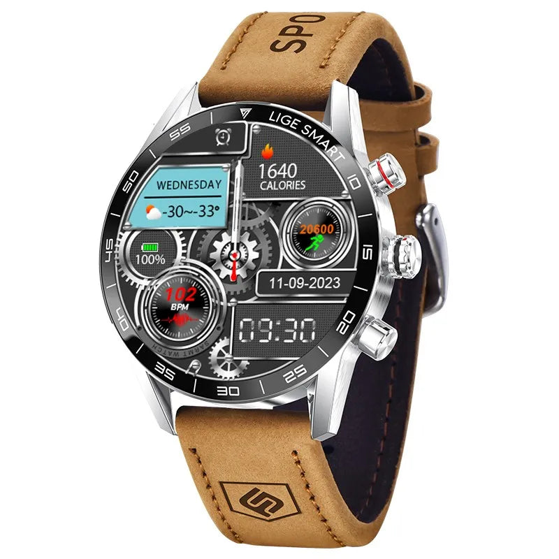 ⌚ LIGE Rugged Military GPS Smart Watch for Men | AMOLED HD | Bluetooth Call | Waterproof