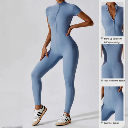 🧘‍♀️ Women’s Winter Yoga Jumpsuit – Long Sleeve High-Elastic Bodysuit