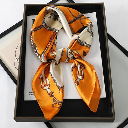 Women’s Luxury Cat Print Silk Square Scarf (70cm)