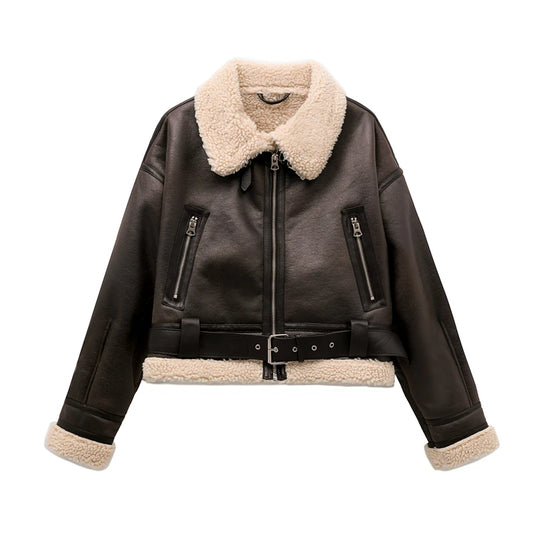 🧥 Women’s Thick Streetwear Jacket with Belt ✨