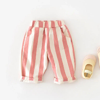 Premium Kids Striped Cotton Pants – Casual Loose Fit Trousers