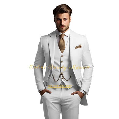 🤵 Men’s Wedding Banquet Suit – Classic Single Breasted Formal Set