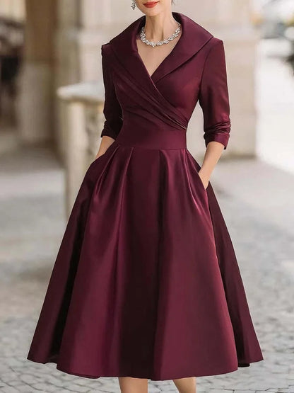 👗✨ Glomexia Elegant Solid Ankle Dress for Women