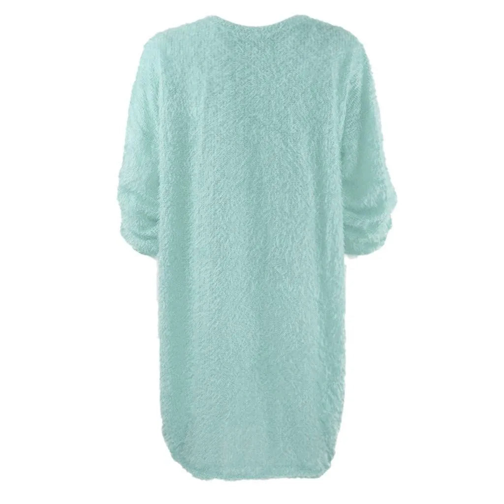 Women’s Winter Knit Sweater Dress – Oversized Crewneck