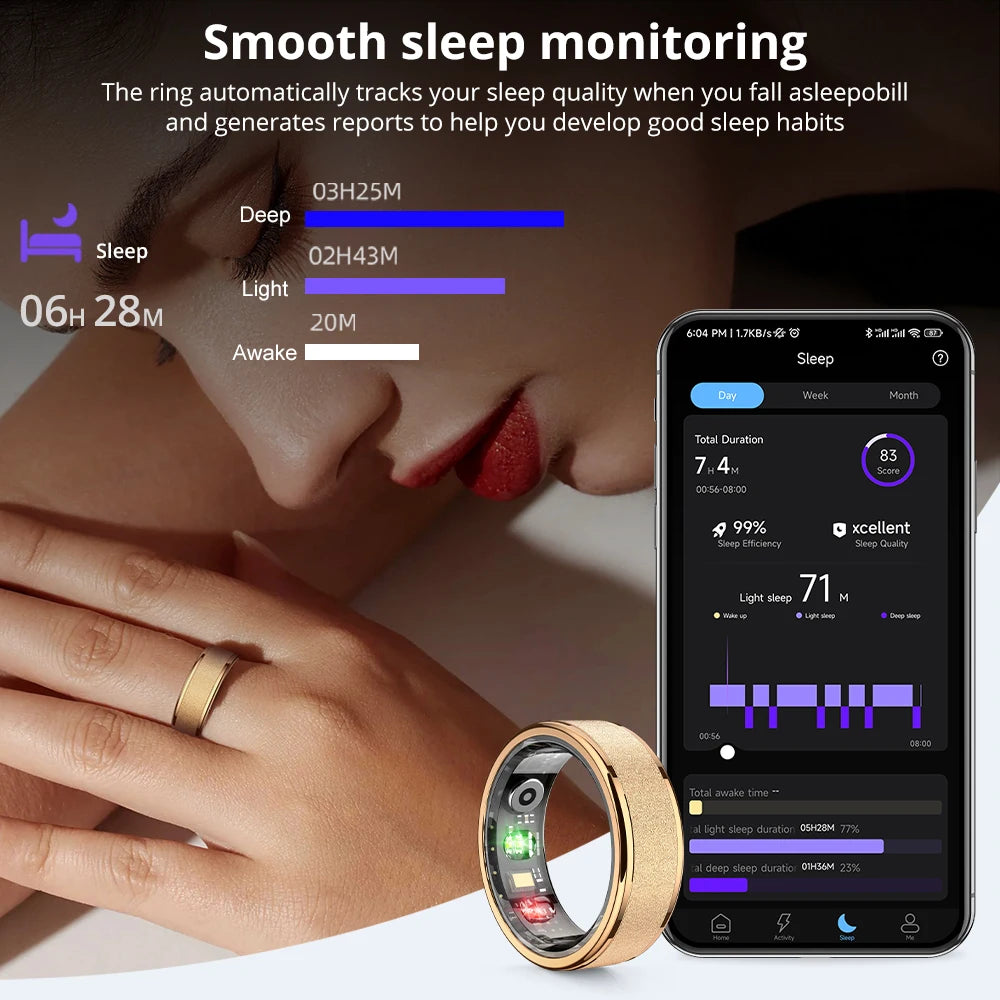 Glomexia Smart Health Ring – Heart Rate, Sleep & Fitness Tracker