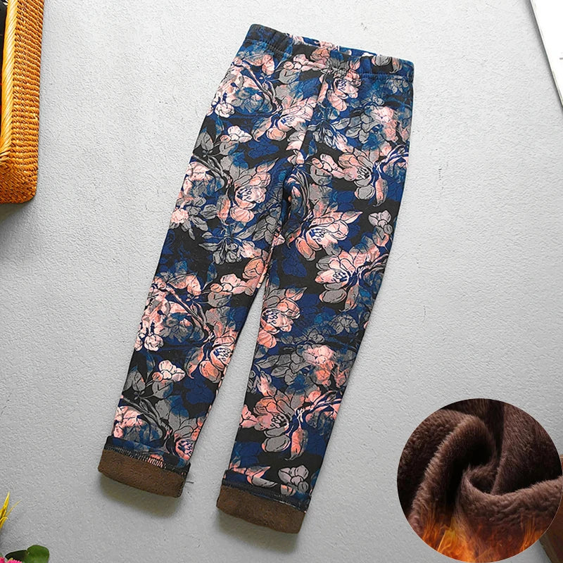 Premium Kids Winter Velvet Leggings – Thick Warm Cartoon Pants