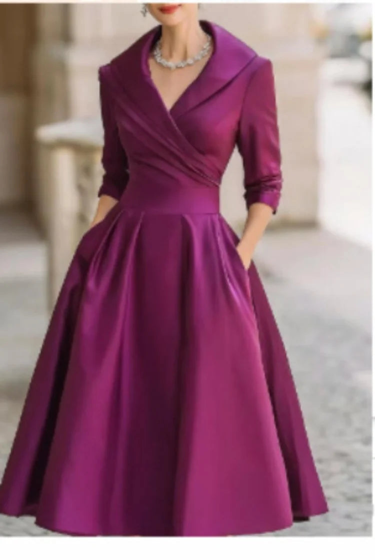 👗✨ Glomexia Elegant Solid Ankle Dress for Women
