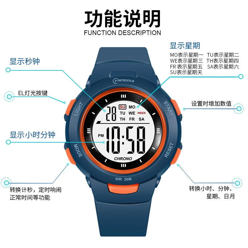 Kids Digital Watch – Luminous Waterproof Alarm Clock