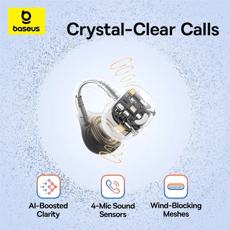 Baseus BC1 Open Ear Clip Wireless Earbuds – Bluetooth 6.0
