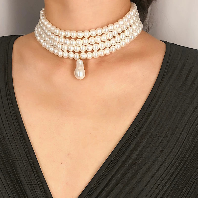 Premium Layered Baroque Pearl Choker Necklace