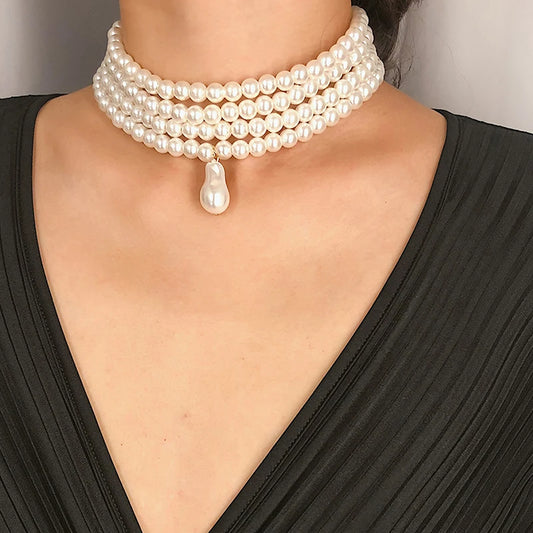 Premium Layered Baroque Pearl Choker Necklace