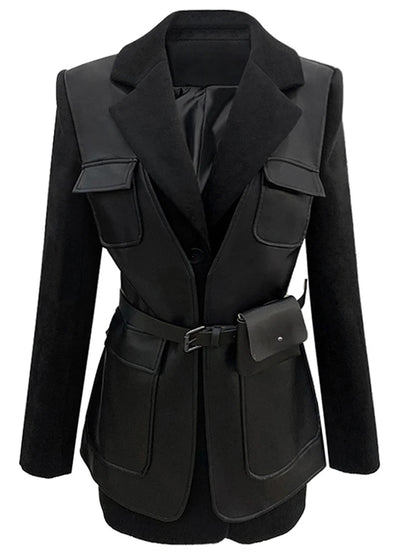 Women Long Faux Leather Coat 🖤 | Casual Belted Jacket
