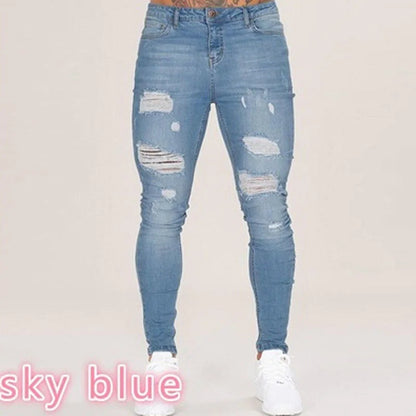 🔥 Men’s Pencil Fit Jeans – Low Waist Casual Denim Pants