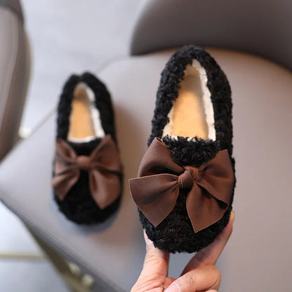 Glomexia Girls Winter Fur Loafers 🎀 | Warm Princess Flats
