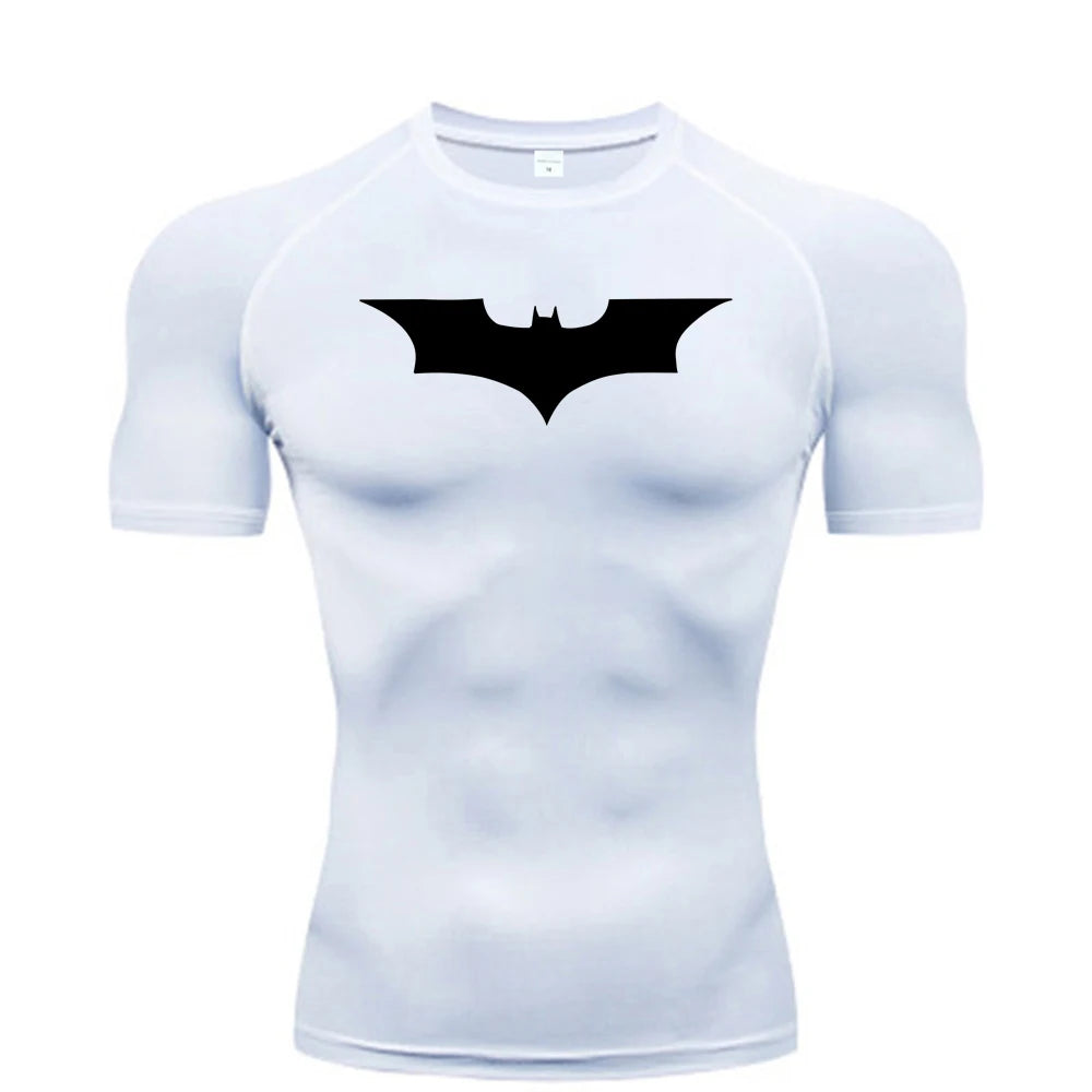🦇💪 Men’s Bat Print Compression Tee | Gym Fit 🏃‍♂️