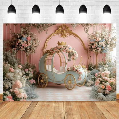 Princess Carriage Birthday Photography Backdrop