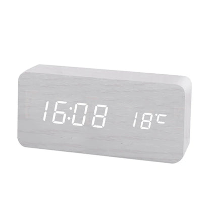 Glomexia Wooden LED Alarm Clock 🌿