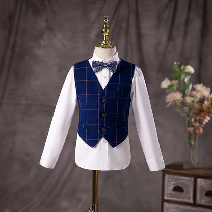 🤵 Kids Formal Plaid Suit Set – Wedding & Party Blazer Outfit (7–13Y)