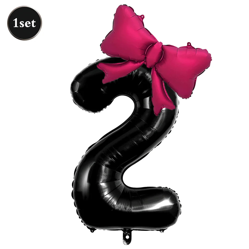 Large Bow Number Foil Birthday Balloon