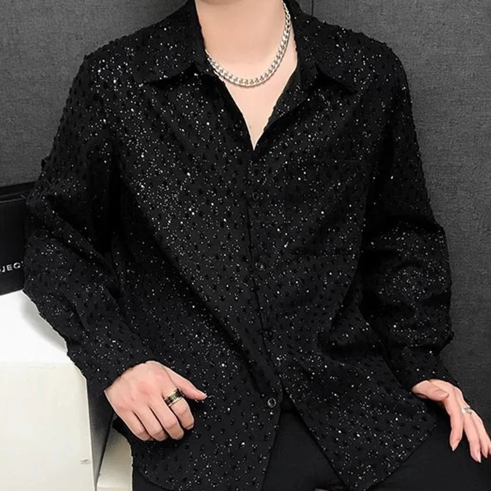Premium Starry Sky Shine Shirt for Men – Party Wear Full Sleeve