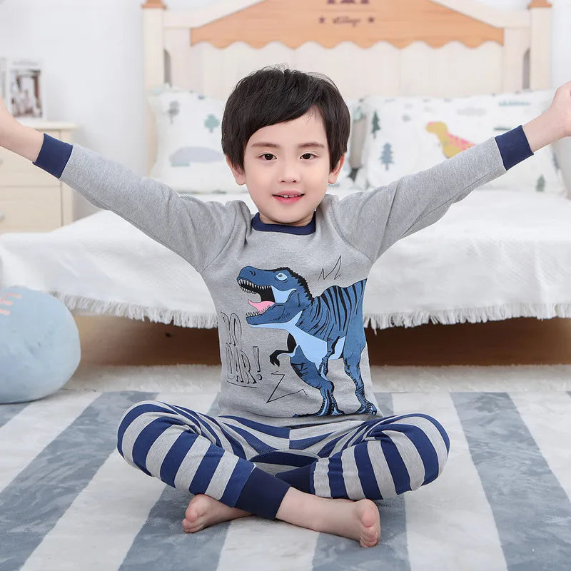 🧸 Boys Cartoon Cotton Pajama Set – Full Sleeve Nightwear