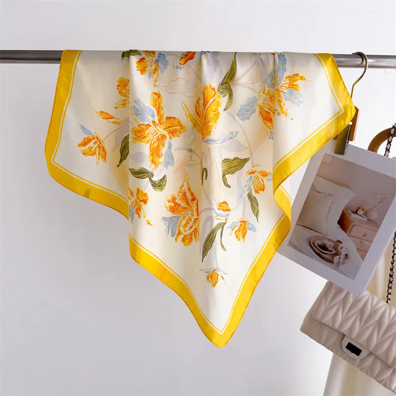 Women’s Luxury Floral Printed Silk Scarf