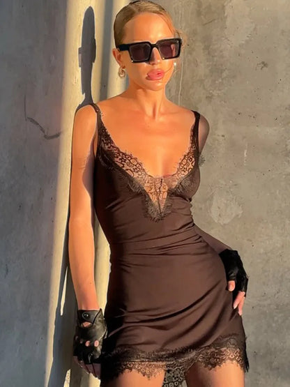 🖤✨ Lady Black Lace Hollow Out Mini Dress | Elegant High Collar Slim Party Dress