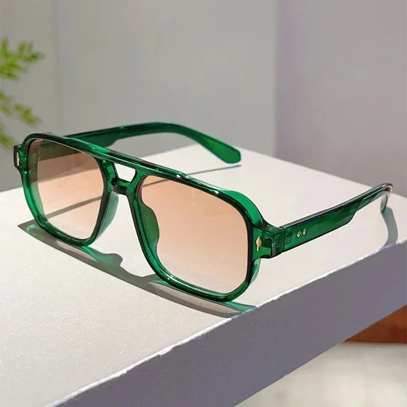 Vintage Square Sunglasses – Double Bridge UV400 Eyewear
